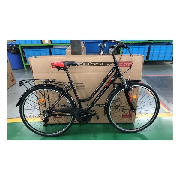 Велосипед Crosser City Life Lady Чорно-червоний 18" (Зріст 165 см - 180 см)