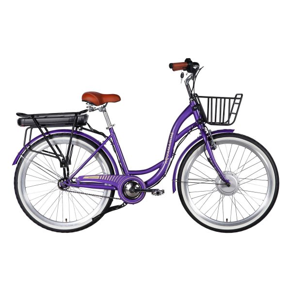 Електровелосипед Dorozhnik eAquamarine 26" 500 Вт 36 В 13 Аг Фіолетовий 17" (Зріст 160 см - 180 см)
