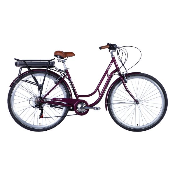 Електровелосипед Dorozhnik eRetro 500 Вт 36 В 13 Аг Малиновий 19" (Зріст 175 см - 190 см)